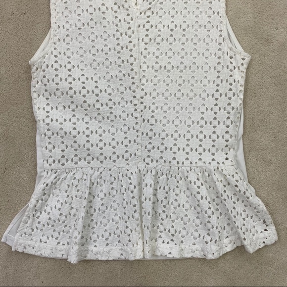 Ann Taylor Women White Sleeveless Top Crochet Sz M - Picture 4 of 6
